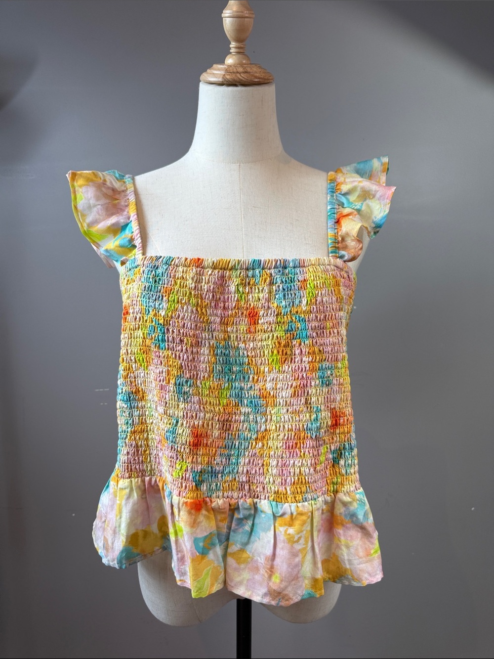 Rollar Rabbit multicolored floral smocked camisole top Size L